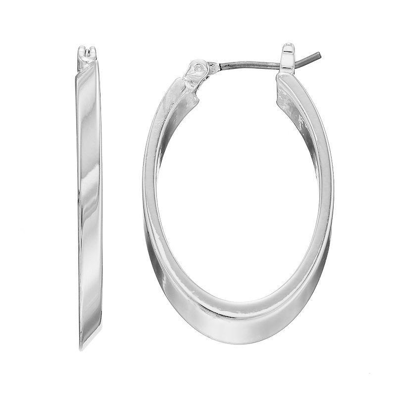 Nine West Polished Oval Hoop Earrings, Womens, Silver Product Image