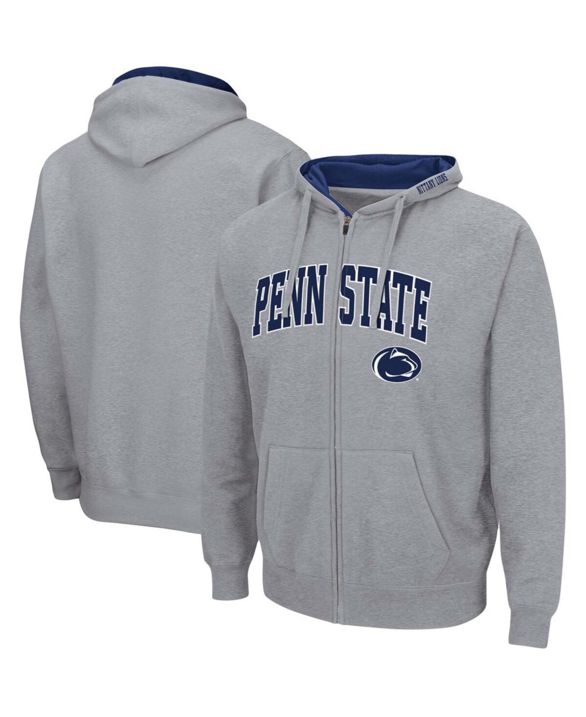 Mens Colosseum Heathered Gray Penn State Nittany Lions Arch & Logo 3.0 Full-Zip Hoodie Product Image