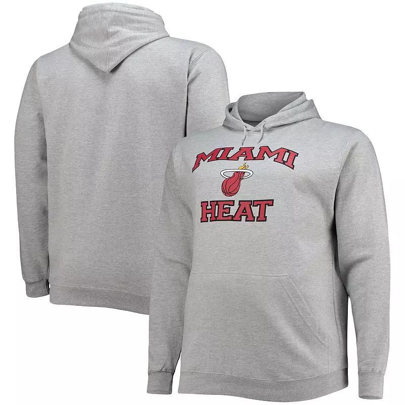 Mens Heathered Gray Miami Heat Big and Tall Heart and Soul Pullover Hoodie Product Image