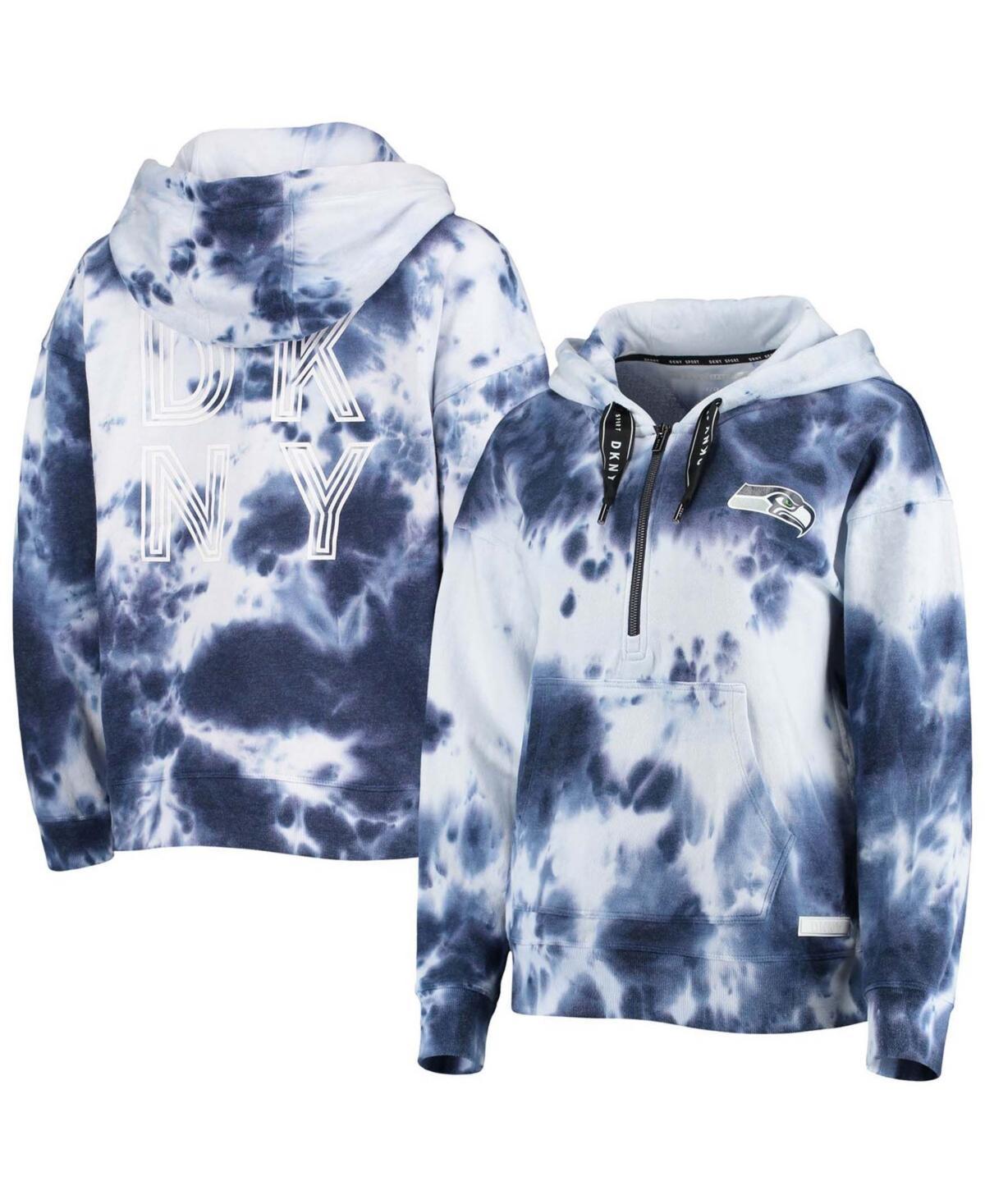 Womens White Seattle Seahawks Dakota Oversized Tie-Dye Half-Zip Hoodie - White Product Image