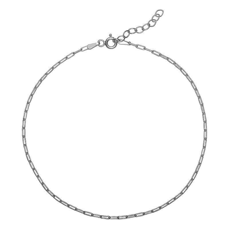 PRIMROSE Sterling Silver Clip Link Chain Anklet, Womens Grey Product Image