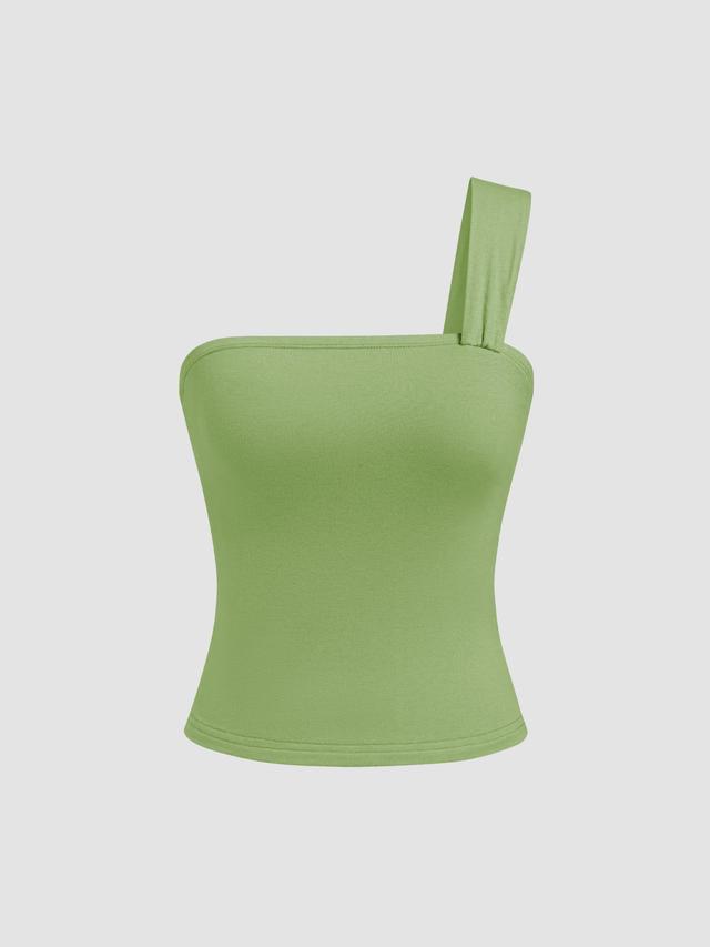 Asymmetrical Neck Solid Tank Top Product Image