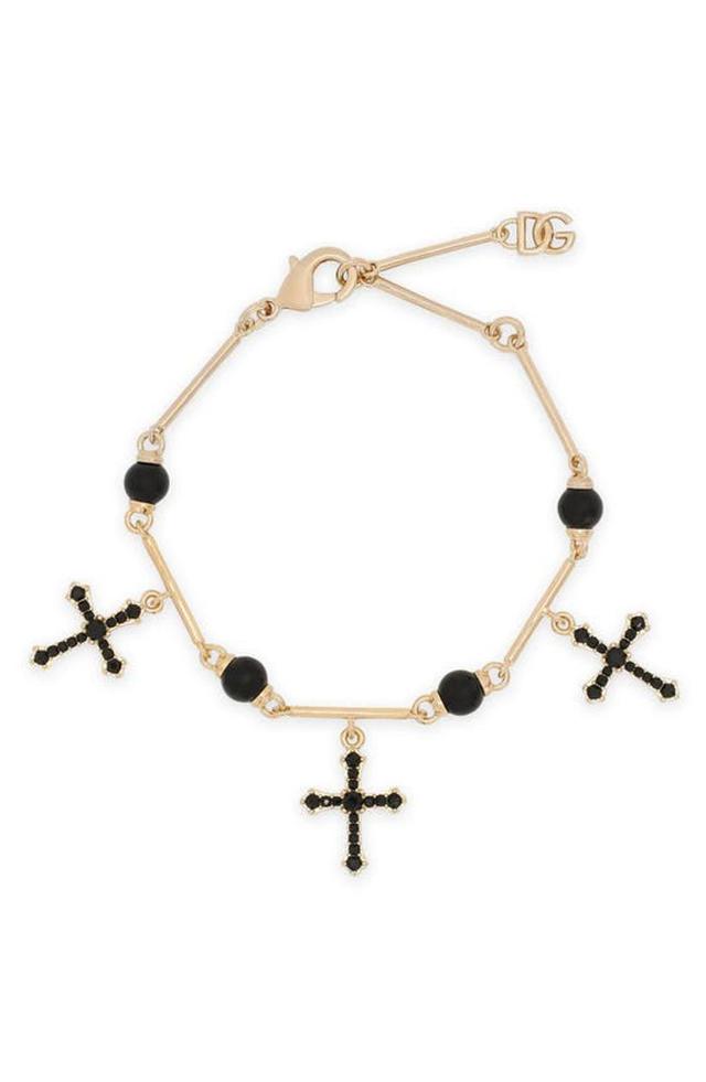 Dna Crystal Cross Charm Bracelet In Gold Product Image