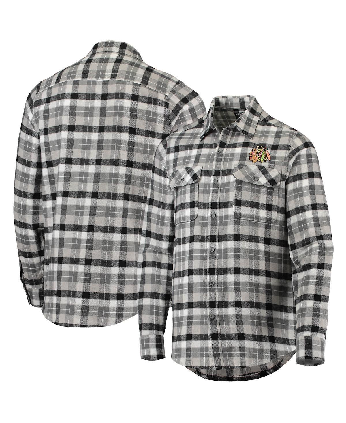 Mens Antigua /Gray Chicago hawks Ease Plaid Button-Up Long Sleeve Shirt Product Image