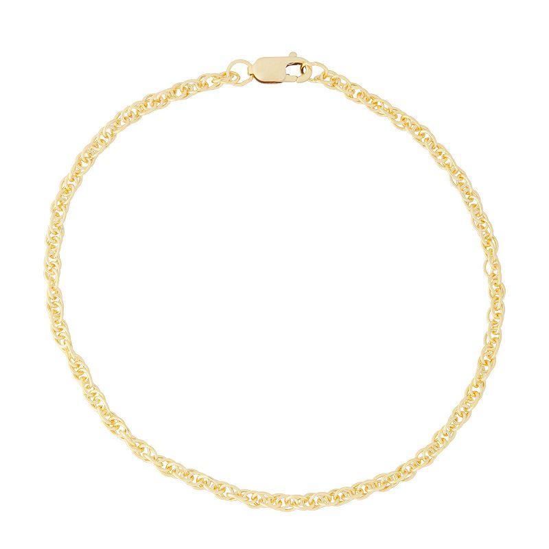 Jordan Blue 14k Gold Filled 2.3 mm Rope Chain Bracelet, Womens Product Image