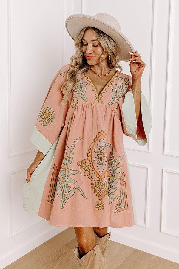 Sweet Duet Embroidered Babydoll Dress in Rustic Rose Product Image