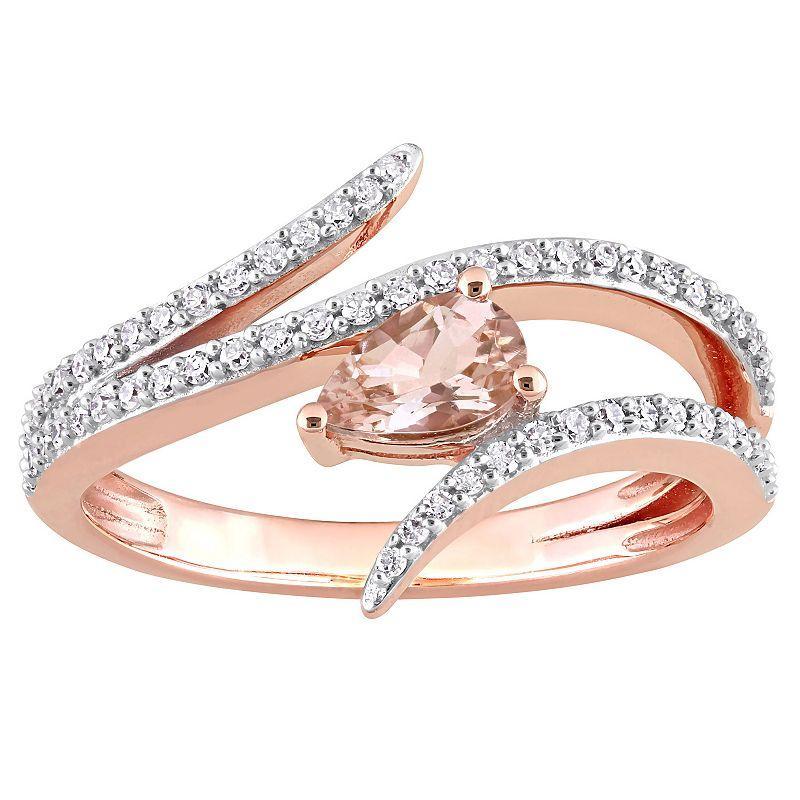 Stella Grace 10k Rose Gold Morganite & 1/4 Carat T.W. Diamond Open Wrap Ring, Womens Pink Product Image