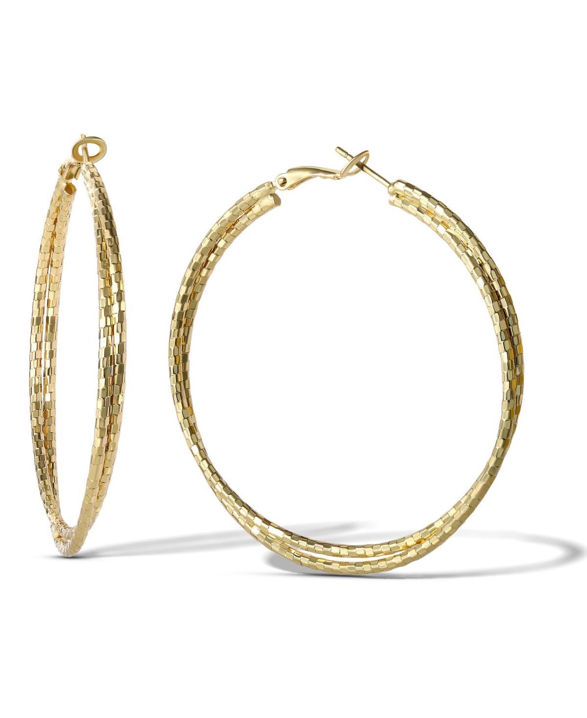 Jessica Simpson Womens Double Hoop Faceted Earrings - Gold-Tone Hoop Earrings Product Image