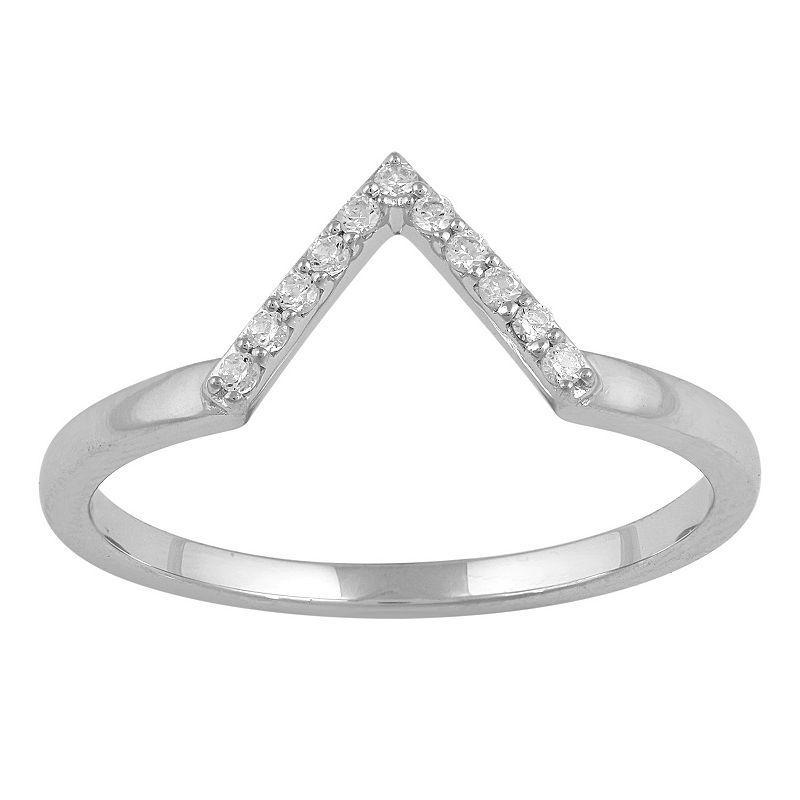 Sterling Silver 1/10 Carat T.W. Diamond V Ring, Womens Product Image