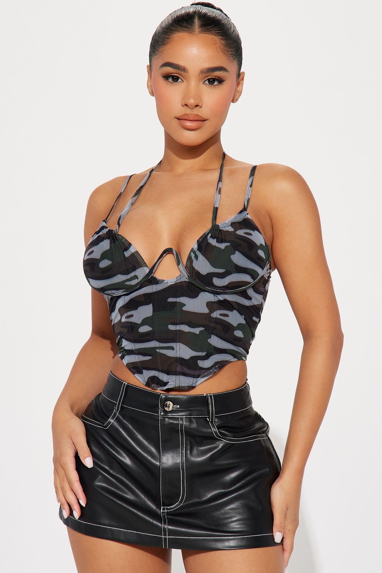 Command Attention Camo Corset Top - Camouflage Product Image