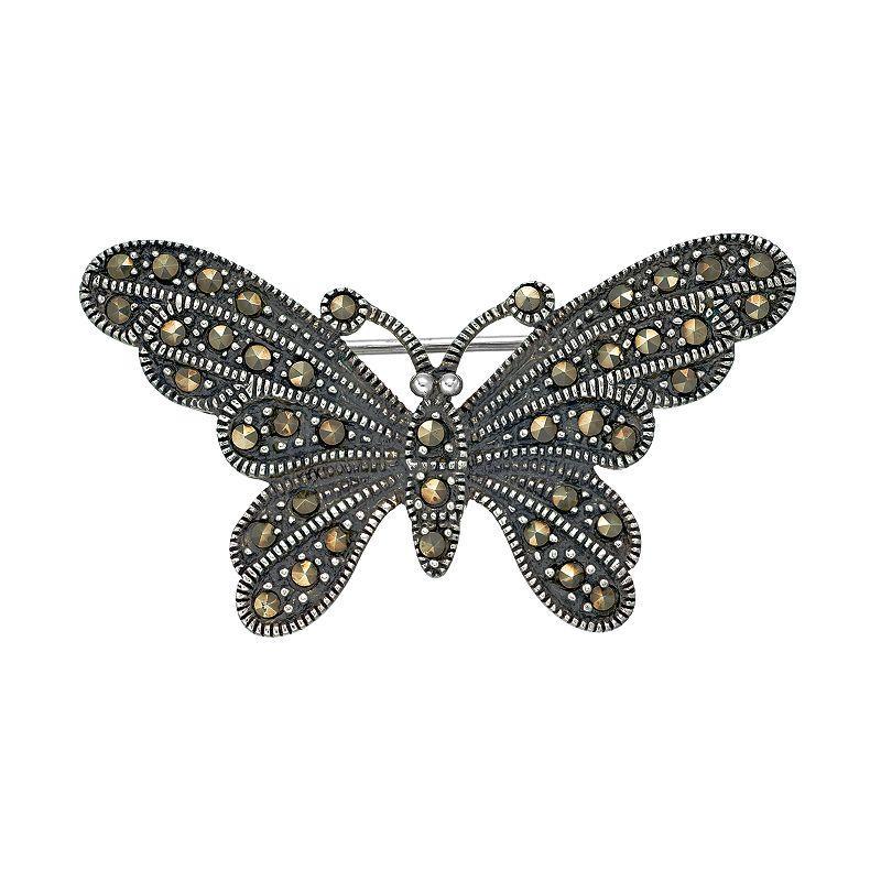 Tori HillSterling Silver Marcasite Butterfly Pin, Womens, Grey Product Image