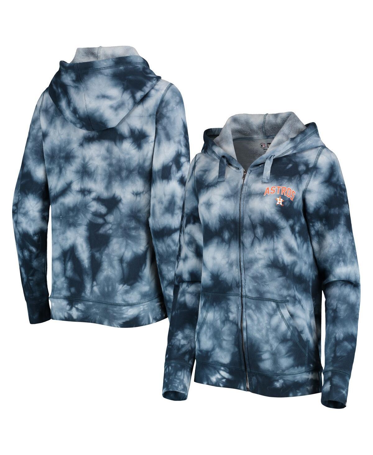 Womens New Era Houston Astros Tie-Dye Full-Zip Hoodie Blue Product Image