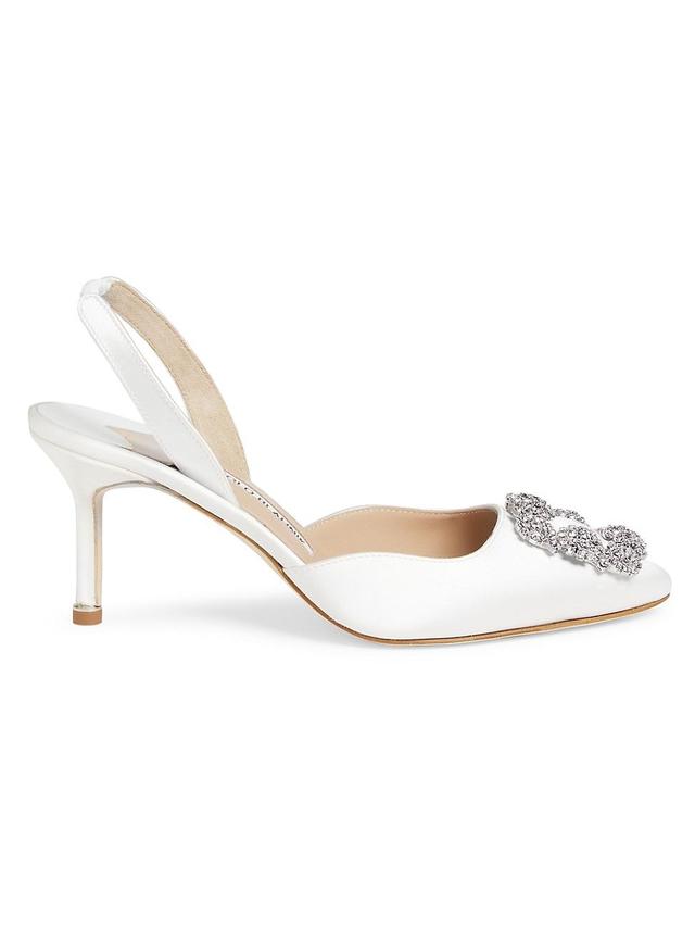 Manolo Blahnik Hangisli Crystal Buckle Pointed Toe Slingback Pump Product Image