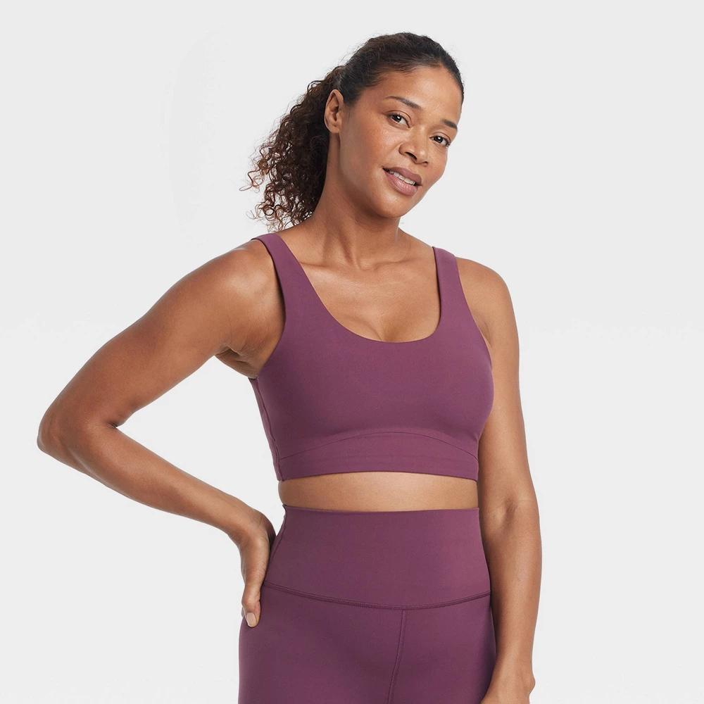 Womens Everyday Soft Medium Support Longline Sports Bra - All In Motion Dark Purple XL Product Image