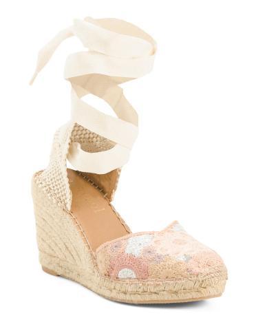 Crochet Espadrille Wedge Sandals for Women Product Image