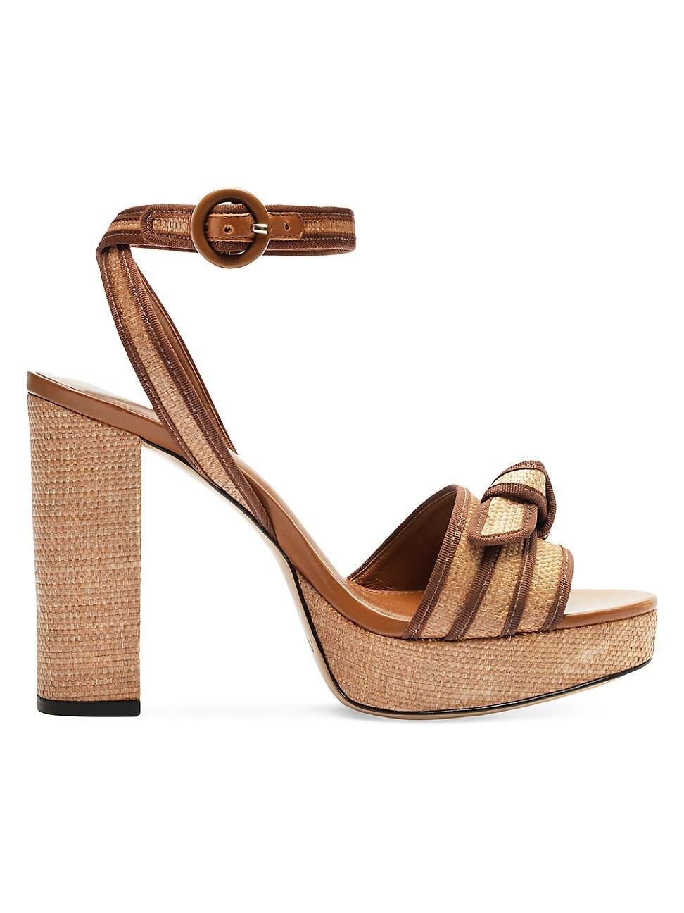 Womens Bow-Detailed Raffia Platform Sandals Product Image