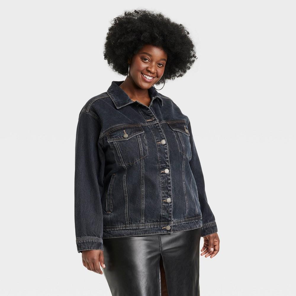 Womens 90s Baggy Trucker Jacket - Universal Thread Black Wash 3X Product Image