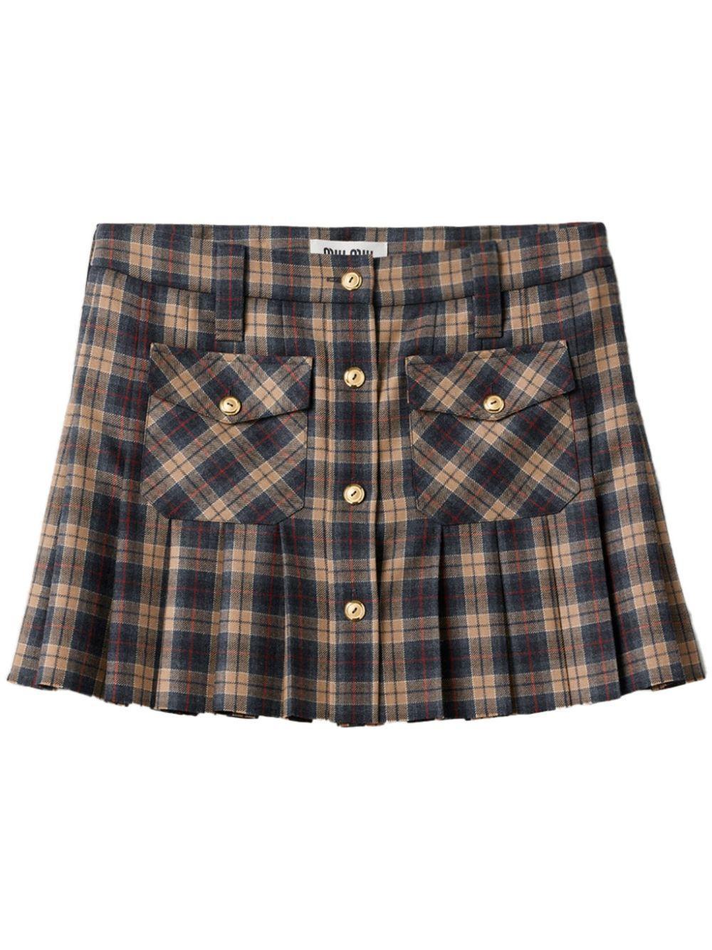 pleated tartan miniskirt Product Image