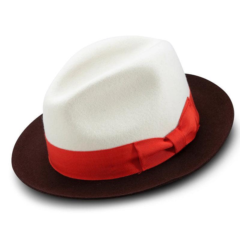 White Wool Felt Hat 2 ¼" Wide Brown Brim Product Image