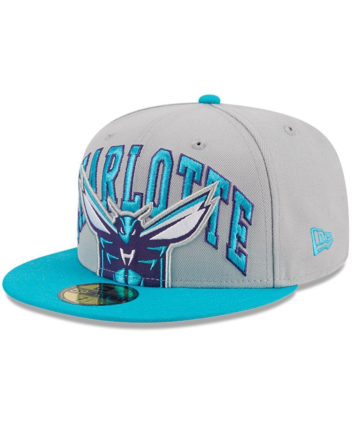 Mens New Era Gray/Teal Charlotte Hornets Tip-Off Two-Tone 59FIFTY Fitted Hat Product Image