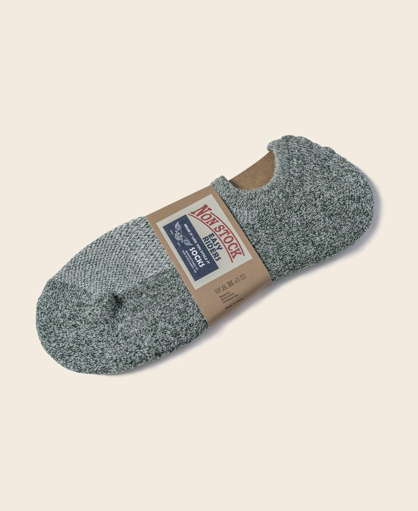 Colored Cotton No Show Socks - Sage Green Product Image