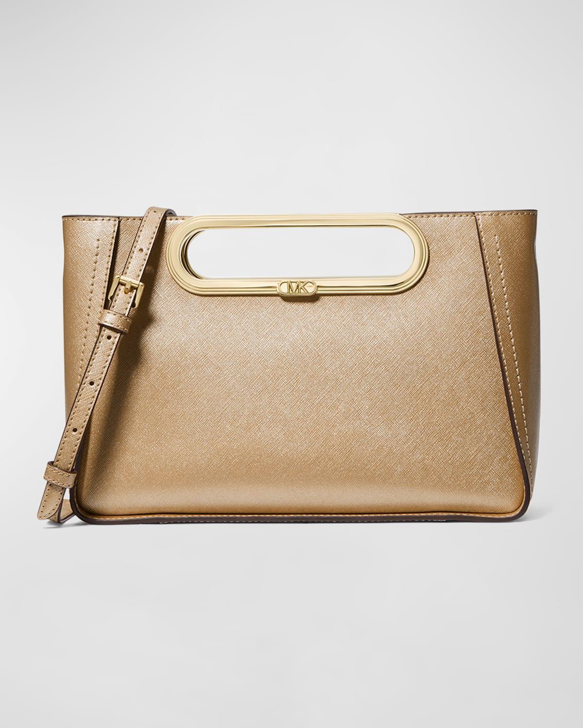 Michael Kors Chelsea Large Contrast Gold Leather Convertible Crossbody Clutch Product Image