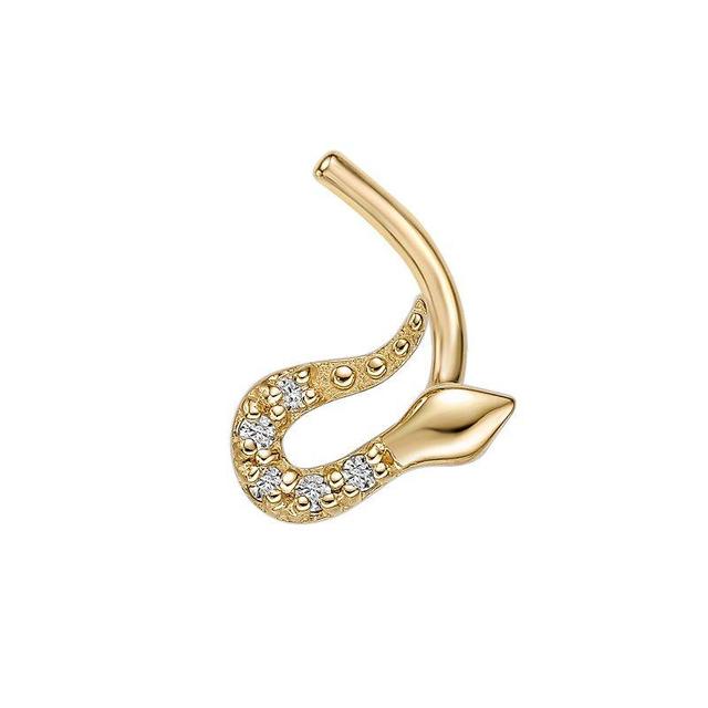 Lila Moon 14k Gold Cubic Zirconia Snake Curved Nose Stud, Womens, Yellow Product Image