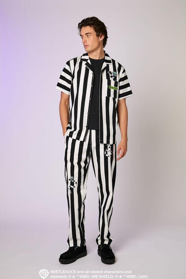 Beetlejuice Beetlejuice Embroidered Striped Pants | Forever 21 Product Image