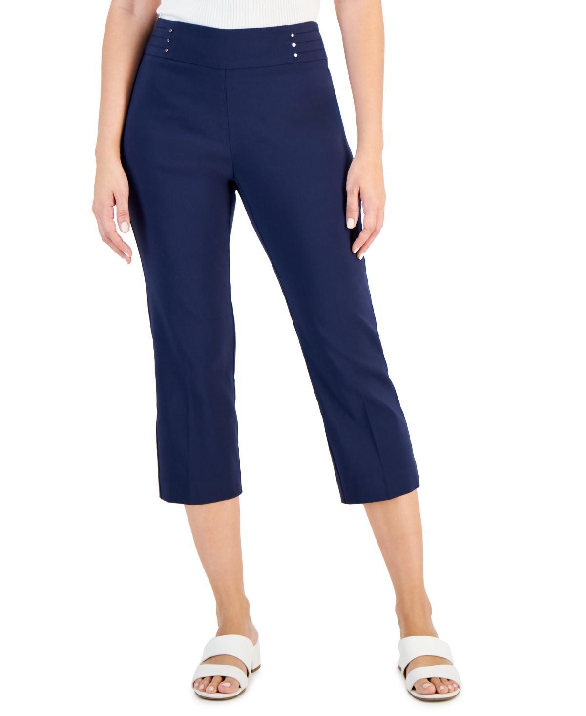 Women's Pull On Slim-Fit Rivet Detail Cropped Pants, Created for Macy's Product Image