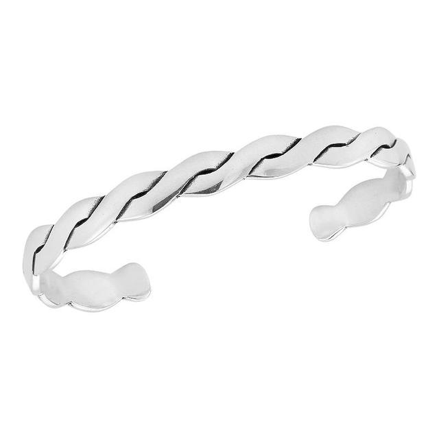 Menster Mens Sterling Silver Oxidized Twist Cuff Bangle Bracelet Product Image