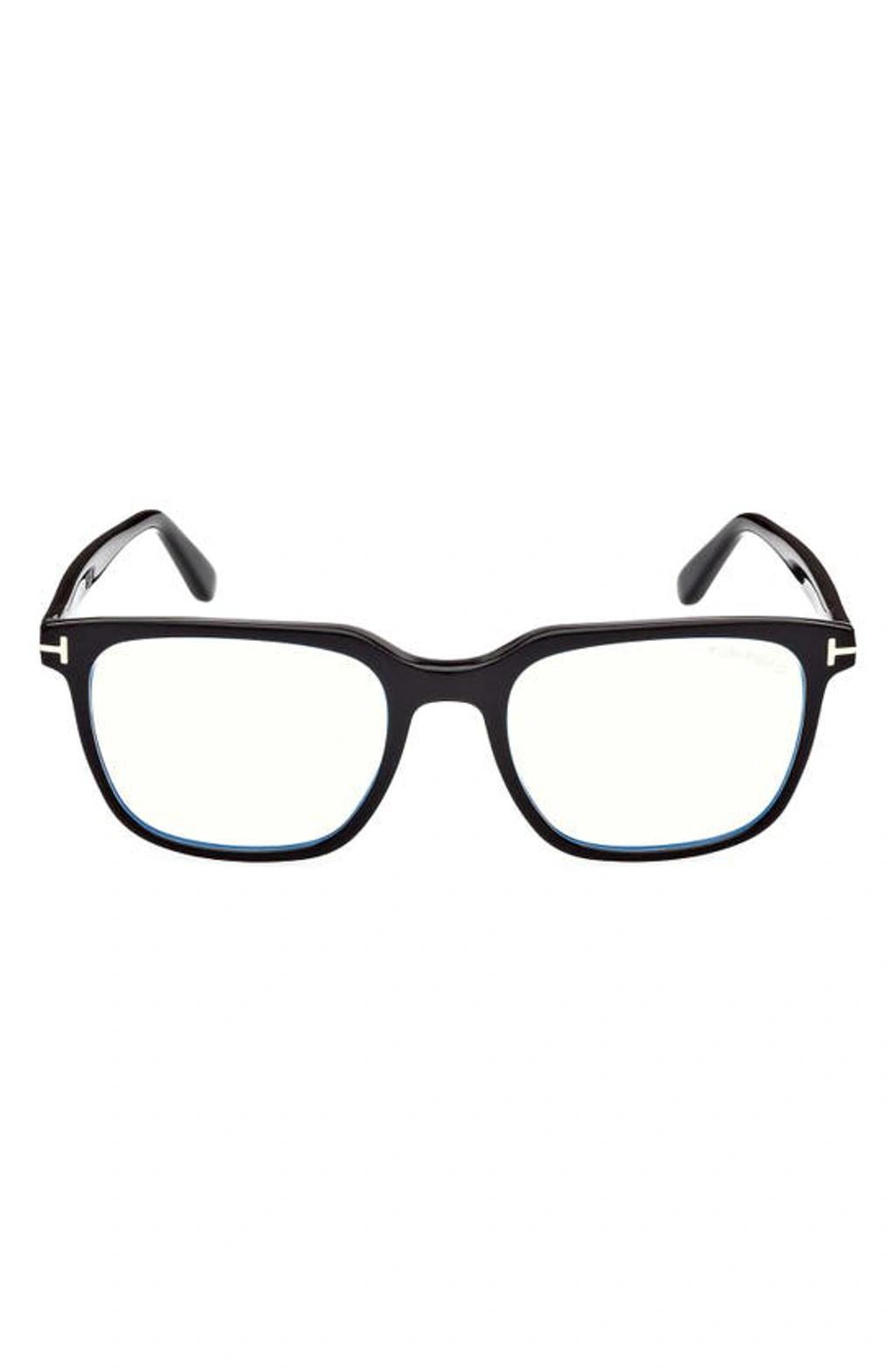 TOM FORD 53mm Square Blue Light Blocking Glasses In Shiny Black Product Image