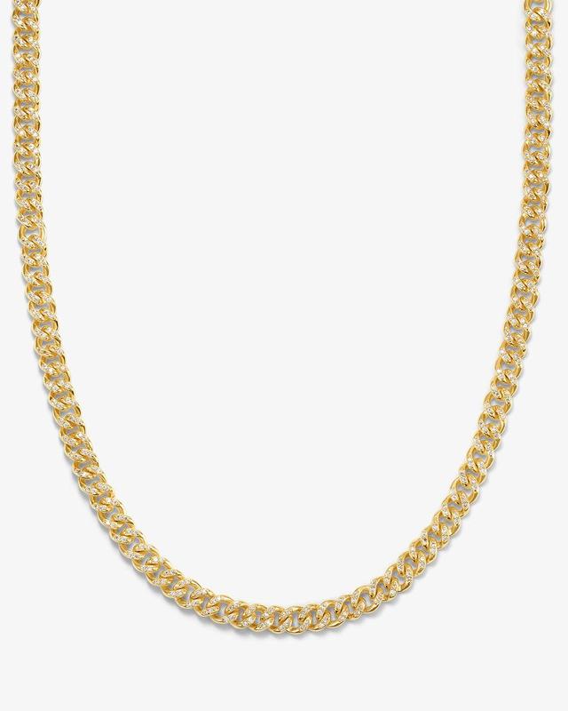 Cassie Pavé Cuban Chain Necklace - Gold|White Diamondettes - 6mm Product Image