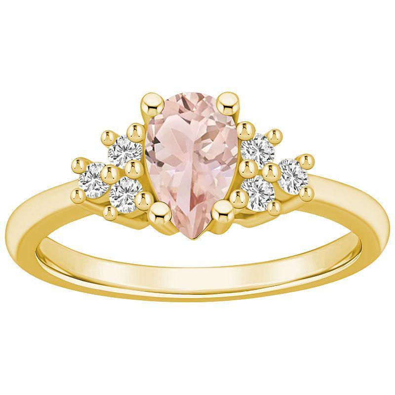 Alyson Layne 14k Gold Pear Shape Morganite & 1/5 Carat T.W. Diamond Ring, Womens Product Image