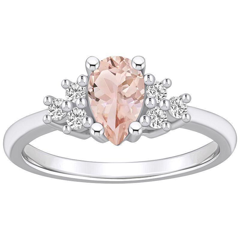 Alyson Layne 14k White Gold Pear Shape Morganite & 1/5 Carat T.W. Diamond Ring, Womens Product Image