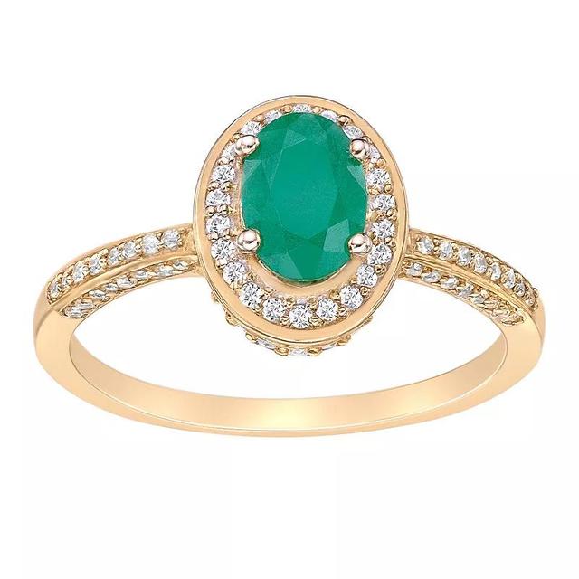 Gemminded 10k Gold Emerald & 1/3 Carat T.W. Diamond Halo Ring, Womens Product Image