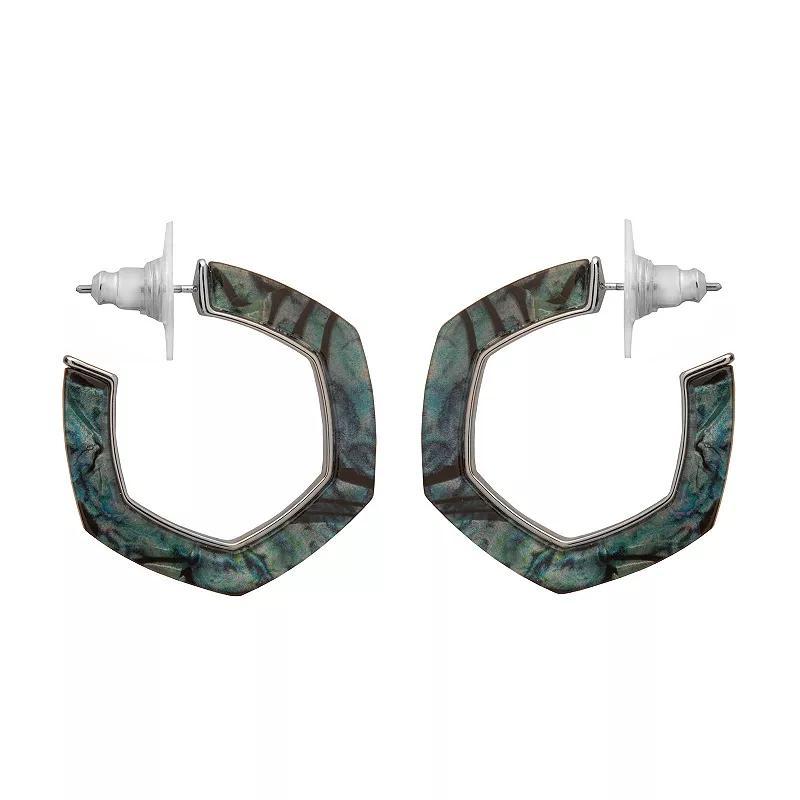 Emberly Silver Tone Multi Colored Geometric Hoop Earrings, Womens Product Image