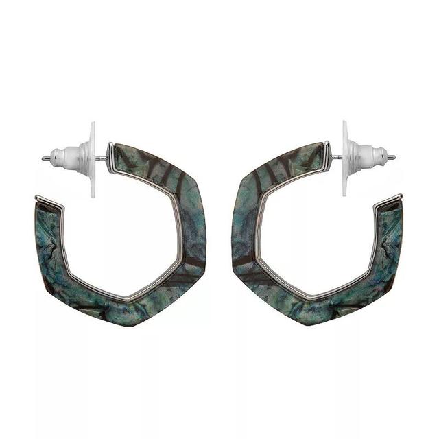 Emberly Silver Tone Multi Colored Geometric Hoop Earrings, Womens Product Image