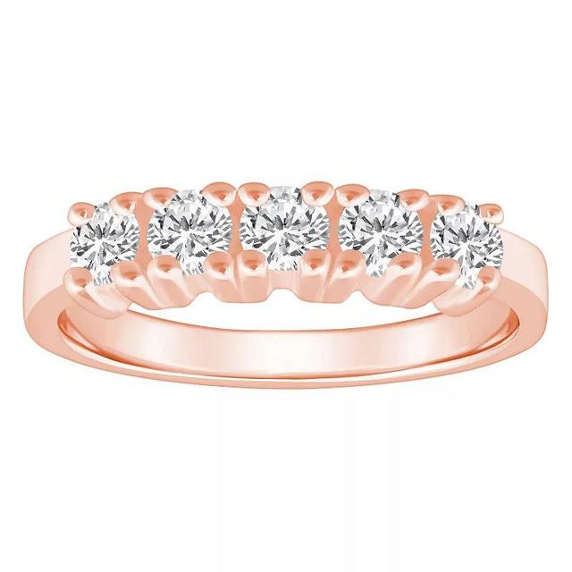 Alyson Layne 14k Gold 3/4 Carat T.W. Diamond 5-Stone Wedding Ring, Womens Pink Product Image