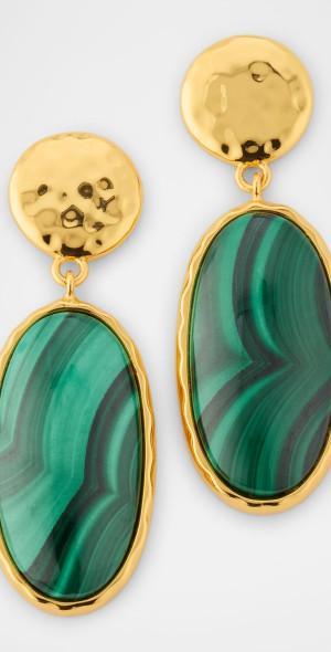 Malachite Oval Drop Earrings Product Image