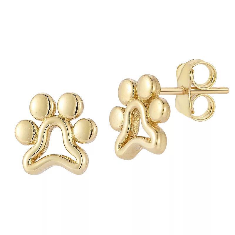 LUMINOR GOLD 14k Gold Paw Stud Earrings, Womens Product Image