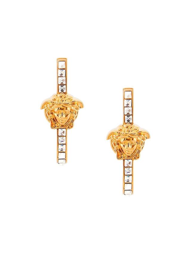 Womens Medusa Goldtone & Crystal Bar Earrings - Brass Product Image