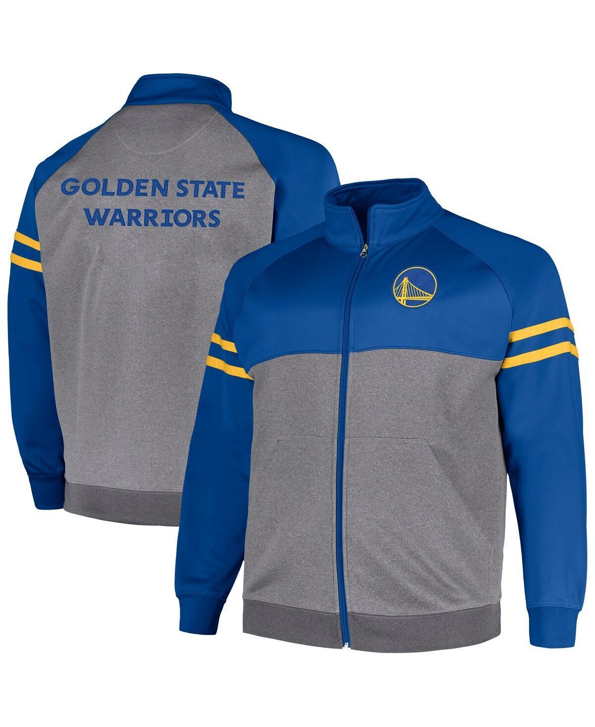 Mens Fanatics Royal Golden State Warriors Big and Tall Pieced Stripe Raglan Full-Zip Track Jacket - Royal Product Image