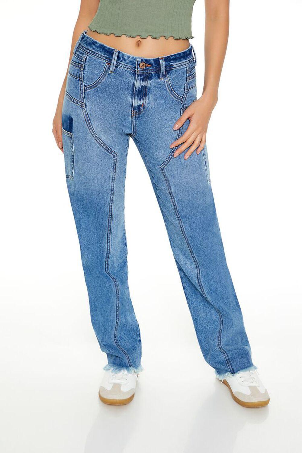 Low-Rise Straight Cargo Jeans | Forever 21 Product Image