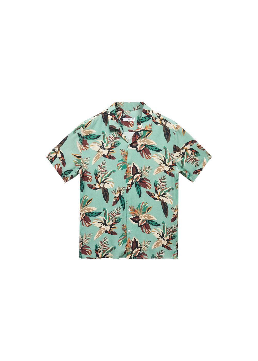 MANGO MAN - Regular fit floral print shirt turquoiseMen Product Image