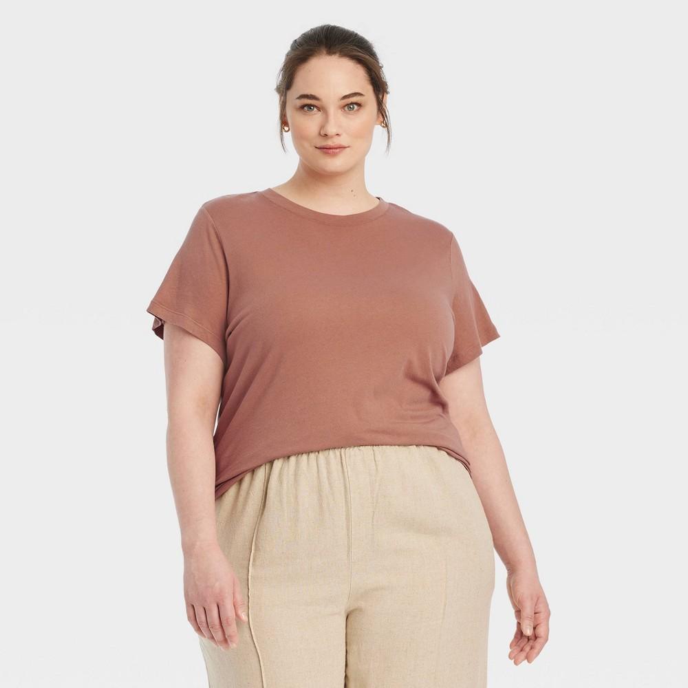 Womens Short Sleeve T-Shirt - A New Day Brown 4X Product Image