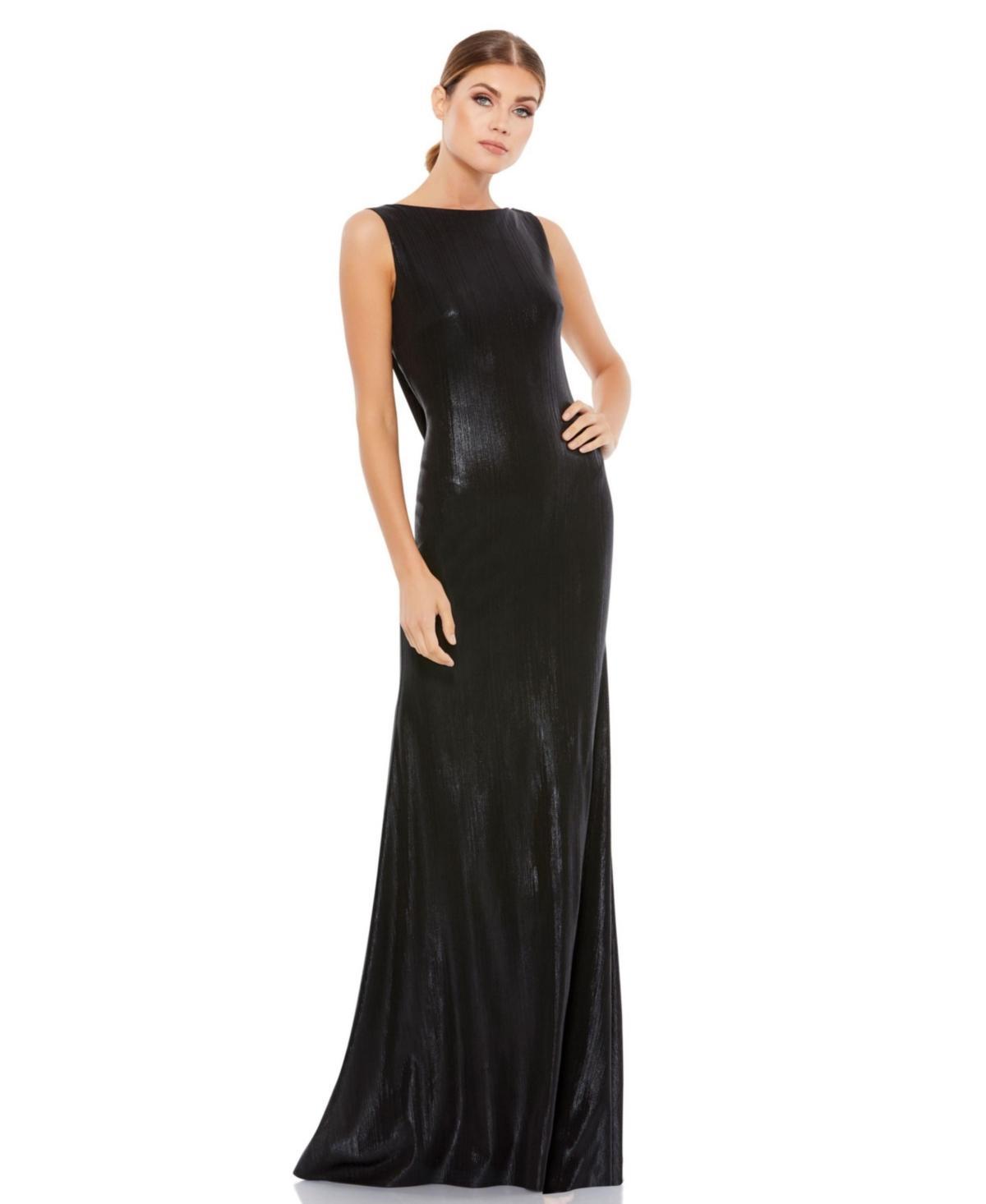 Womens Metallic Cowlneck Mermaid Gown Product Image