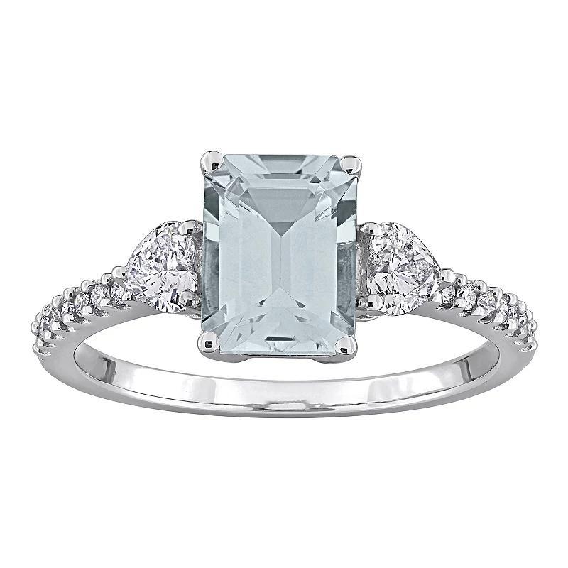 Stella Grace 14k White Gold Aquamarine & 3/8 Carat T.W. Diamond Engagement Ring, Womens Product Image