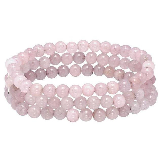 Aleure Precioso Beaded 3-Row Stretch Bracelet, Womens Pink Quartz Product Image