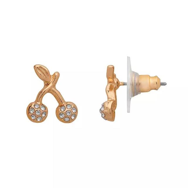 LC Lauren Conrad Cherry Stud Earrings, Womens, Gold Product Image