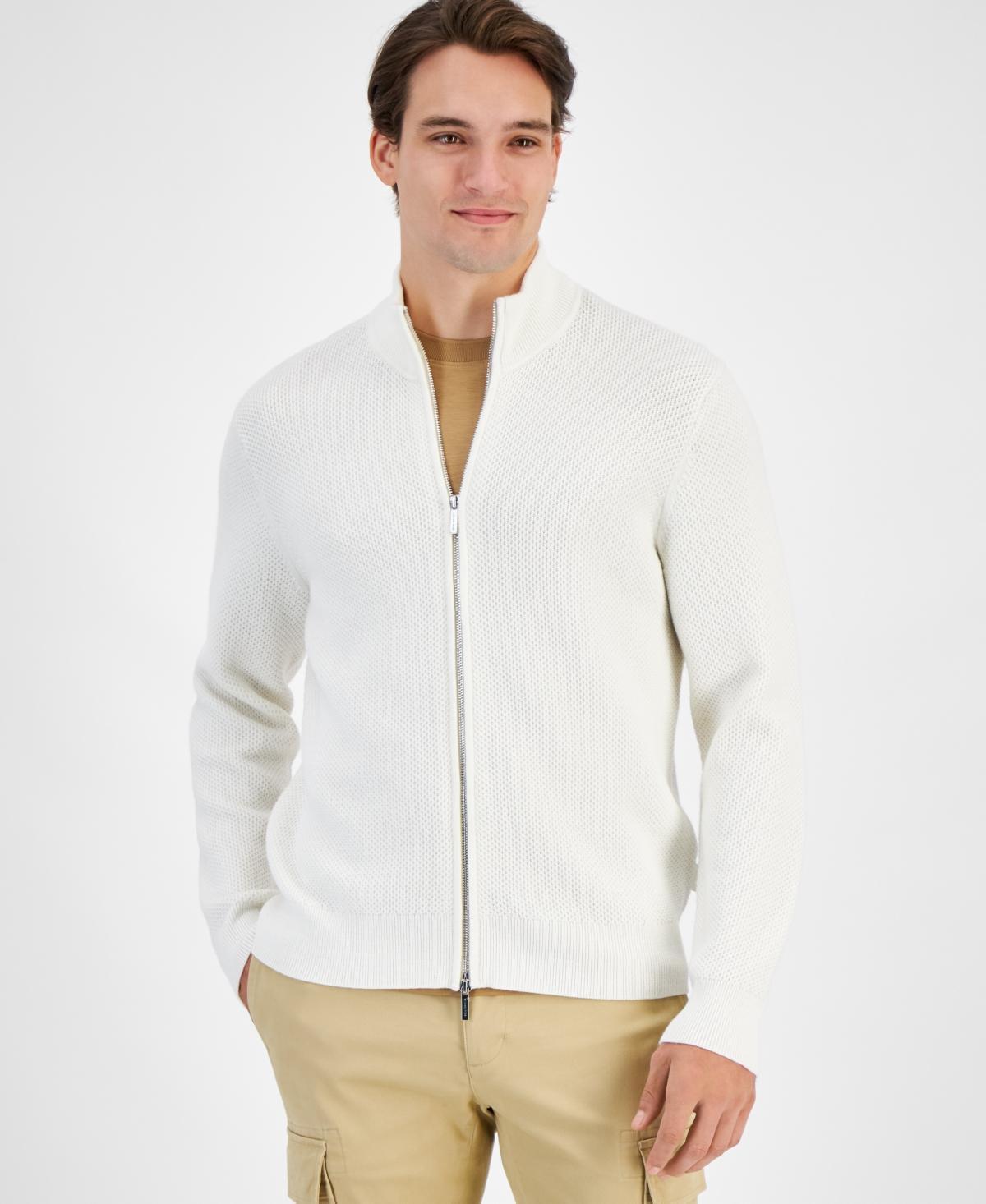 Michael Kors Mens Modern-Fit Honeycomb-Knit Full-Zip Cardigan Product Image